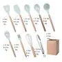 Gwjs Silicone Wooden Handle Kitchen Utensils, Nonstick Spatula Silicone Kitchenware Silicone Spatula Suit Kitchen Gadget Kitchen Tool-nine-piece Set 32cm(12.6inch)