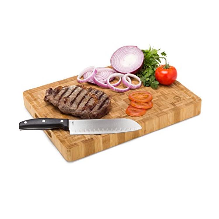 Large End Grain Bamboo Cutting Board [15⅝x11⅞x1½”] Professional