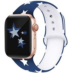 Kaome Floral Bands Compatible with Apple Watch 38mm 40mm 42mm 44mm, Soft Silicone Fadeless Pattern Printed Replacement Strap Bands for Women, Compatible with iWatch Series 5/4/3/2/1, S/M M/L