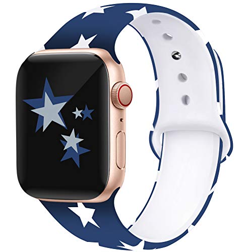 Kaome Floral Bands Compatible with Apple Watch 38mm 40mm 42mm 44mm, Soft Silicone Fadeless Pattern Printed Replacement Strap Bands for Women, Compatible with iWatch Series 5/4/3/2/1, S/M M/L