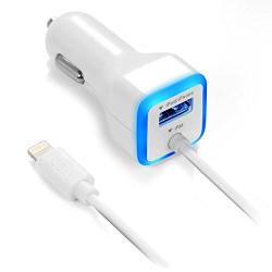 iPhone Car Charger, [Apple MFI Certified] Lighting Car Charger for iPhone X, XR, XS, 8, 8 Plus, 7, 7 Plus 6S / 6S Plus, 6 Plus, SE, 5S, iPad Pro, Air 2, Mini 4 with Extra USB Port