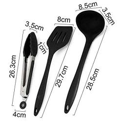 Kitchenware Utensils Set 10 Piece Premium Silicone Heat Resistant Non-Stick Cooking Professional Tools Red Black,Black