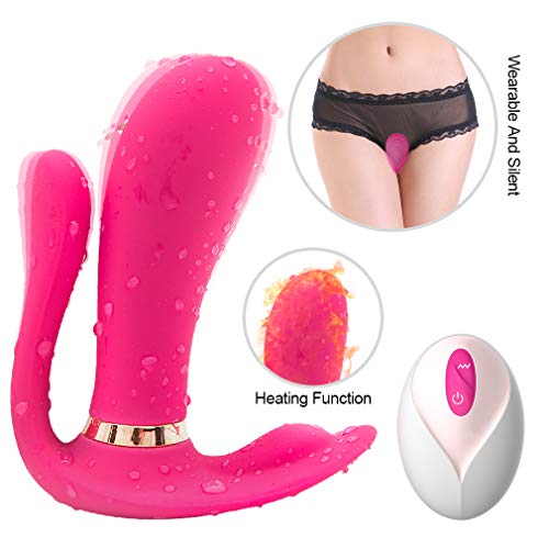 HUAGE Wireless Wearable Butterfly Massaging Toys - Multiple Speeds Vibration - Remote Control Realistic Silicone Toy - Silent Soft Skin-Friendly - Back Neck Shoulder Relaxation Hands,Red