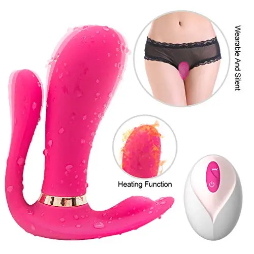 HUAGE Wireless Wearable Butterfly Massaging Toys - Multiple Speeds Vibration - Remote Control Realistic Silicone Toy - Silent Soft Skin-Friendly - Back Neck Shoulder Relaxation Hands,Red