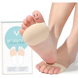 Metatarsal Pads, Ball-of-Foot Cushions Half Toe Bunion Sleeve with Sole Forefoot Gel Pads Cushion for Diabetic Feet Metatarsalgia Mortons Neuroma Prevent Calluses Blisters, Beige