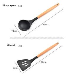 HUShjsd Kitchenware Set Of 11, Household Spatula Tool Silicone Wooden Handle Kitchen Set Kitchen Non-stick Pan，spatulas Silicone Heat Resistant