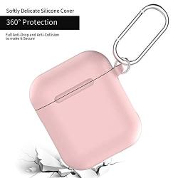 Pothunter-Y Premium Silicone Airpods Case Protective Cover Skin with Carabiner Compatible with Apple Airpods 1 & Airpods 2 (Pink)