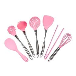 Pink Silicone Cooking Tools Stainless Steel Handle Kitchenware Dinnerware Tableware Heat Resistant Kitchen Utensils Accessories