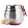 Stainless Steel Mixing Bowl Set with Pouring Spouts, Non-Slip Silicone Base Mixing Bowl Tools Egg Beating Pan Kitchenware Cooking Bowl(18CM)