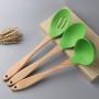 Hot 3/5/7 Pcs Silicone Kitchenware Non-Stick Set Spoon Shovel With Wooden Handle Tools 2019 New,Light Grey