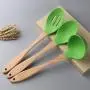 Hot 3/5/7 Pcs Silicone Kitchenware Non-Stick Set Spoon Shovel With Wooden Handle Tools 2019 New,Light Grey