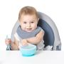 Bumkins Suction Silicone Baby Feeding Set, Bowl, Lid, Spoon, BPA-Free, First Feeding, Baby Led Weaning - Light Blue