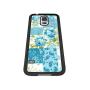 Samsung Galaxy S5 Case, Blue Flower Shock-Absorption TPU Rubber Bumper Samsung Galaxy S5 Case, Ultra Thin Slim Protective Cover for Samsung Galaxy S5-Black
