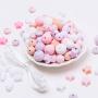 Baby Silicone Beads for Teething 100pcs Loose Bead for Sensory Teethers Pink series Nursing Necklaces Bracelets Fashionable Jewelry