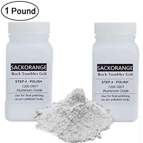 Sackorange Rock Tumbler Media Grit Refill, 1 lb Final Polish 1200 Fine Aluminum Oxide, Stage 4 for Tumbling Stones (1200 Grit)