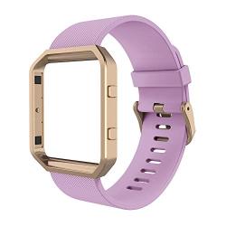 Simpeak for Fitbit Blaze Bands with Frame, Silicone Replacement Band Strap with Frame Case for Fit bit Blaze Smart Fitness Watch, Small/Large