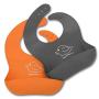 Silicone Baby Bibs Easily Wipe Clean - Comfortable Soft Waterproof Bib Keeps Stains Off, Set of 2 Colors (Orange/Gray)