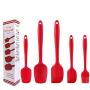 JunbosiKitchenware Silicone Shovel Brush Size Scraper Red Black Kitchenware Set of 5 Scraper Set,Red