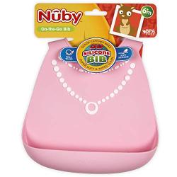 Nuby On-The-Go 3-D Silicone Feeding Bib, Pink Necklace