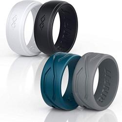 Rinfit Silicone Wedding Ring for Men and Women - 4 or 6 Rings Set - Unique Mix Collections (Infinity/Thin & Stackable) - Designed Rubber Wedding Bands