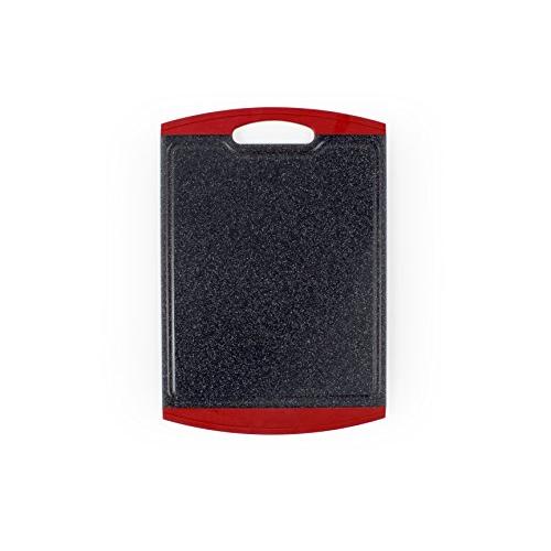 Neoflam 17&quot Plastic Cutting Board in Black Marble and Red - BPA Free, Non Slip, Dishwasher Safe, Microban Antimicrobial Protection