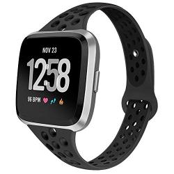 GHIJKL Sports Bands Compatible with Fitbit Versa/Versa 2/Versa Lite/Special Edition, Breathble Soft Silicone Narrow Slim Reaplacement Bands Wristband Accessories for Women Men