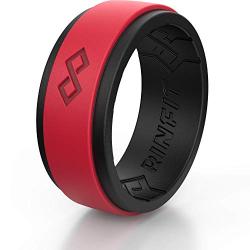 Rinfit Silicone Wedding Ring for Men 1 or 3 Rings Pack. RinfitAir Breathable Design, Silicone Rubber Bands. Mens Wedding Band Size 7-14