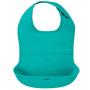 OXO Tot 2-Piece Waterproof Silicone Roll Up Bib with Comfort-Fit Fabric Neck, Gray/Teal