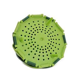 QLJJSD Sieve basket, kitchen basket collapsible telescopic multi-function silicone tray drain basket Kitchenware (Color : Green)