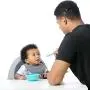 Bumkins Suction Silicone Baby Feeding Set, Bowl, Lid, Spoon, BPA-Free, First Feeding, Baby Led Weaning - Light Blue