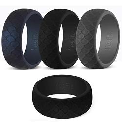 YesFit Silicone Wedding Ring for Men - Silicone Wedding Bands, 1 Pack/ 4 Pack