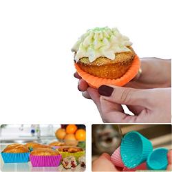 Silicone Cupcake Liners Baking Cups Non-Stick Jumbo Reusable Muffin Molds Bento Bundle Lunch Box Dividers (30-Pack)