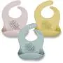 Simka Rose Silicone Bib - Waterproof Baby Bibs for Girls and Boys - Perfect for Babies and Toddlers - Easy to Clean Feeding Bibs - Set of 3 (Grey/Olive/Lavender)