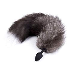 Black Silicone Tail + Black Vibrating Fox Tail Vibration Adjustable