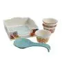 The Pioneer Woman Flea Market 25-Piece Ceramic Pantry Essential Set Adds Elegant Style To Kitchenware (Set Includes 3pc Silicone Tool Set, 7in Utensil Crock, 7.4in Napkin Box, 6.4in Covered Butter Dis
