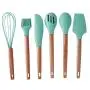 Wooden Handle Food Grade Silicone Kitchenware 6 Pcs Set Small Fresh Japanese Style Household Kitchen Cooking Accessories