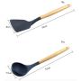 Silicone Kitchenware Set 9 Piece Set Of Wooden Handle Silicone Cookware, Non-Stick Pan Silicone Shovel Food Grade Silicone Kitchen Spoon Colander