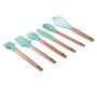 Idiytip 6 Pcs/set Wooden Handle Silicone Kitchenware Kitchen Home Cooking Shovel Spoon Set