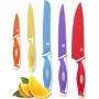 Vremi 10 Piece Colorful Knife Set - 5 Kitchen Knives with 5 Knife Sheath Covers - Chef Knife Sets with Carving Serrated Utility Chefs and Paring Knives - Magnetic Knife Set with Matching Color Case