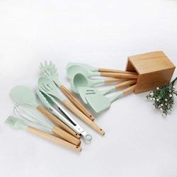 Hjyi Silicone Kitchen creative Kitchen Tool Set 11 piece set wooden handle silicone kitchenware plastic spatula spoon set