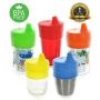 Healthy Sprouts Silicone Sippy Lids (5 Pack) - Lab Tested, Spill Proof, BPA Free, Universal Soft Spout Stretch Tops - Make Any Kid Size Cup a Sippy Cup for Toddler, Baby, Infant (Red, Yellow, Blue)