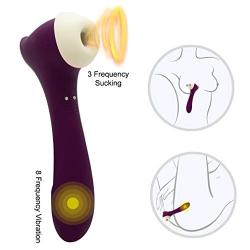 Electric 3 Sucking 8 Vibration G Spotter Clitorial Toy for Women Silicone Portable Waterproof Body Massger - Purple