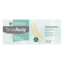 ScarAway Long Silicone Scar Treatment Sheets, Ideal for Larger and Longer Scars, 12 Multi-Use Adhesive Soft Fabric Strips, 1.5 in. x 7 in.