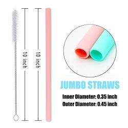 6 Big Size Reusable Straight Silicone Straws for 30oz Tumblers - Extra Long Smoothies straws for Home/Travel/Office - with Cleaning Brush