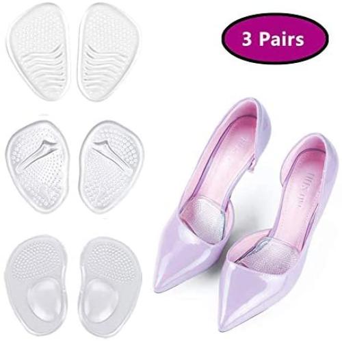 Metatarsal Pad, Ball of Foot Cushion, Foot Gel Pads, High Heel Cushion Insert for Women Foot Pain Relief, Anti-Slip Soft Forefoot Shoe Insole, One Size fits All, Pack of 3