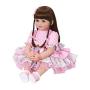 PURSUEBABY Beautiful 24 inch Vinyl Reborn Baby Dolls for Girls Melinda with Long Brown Hair Real Life Baby Reborn Toddler Girl Dolls for Christmas with Gift Box