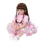 PURSUEBABY Beautiful 24 inch Vinyl Reborn Baby Dolls for Girls Melinda with Long Brown Hair Real Life Baby Reborn Toddler Girl Dolls for Christmas with Gift Box