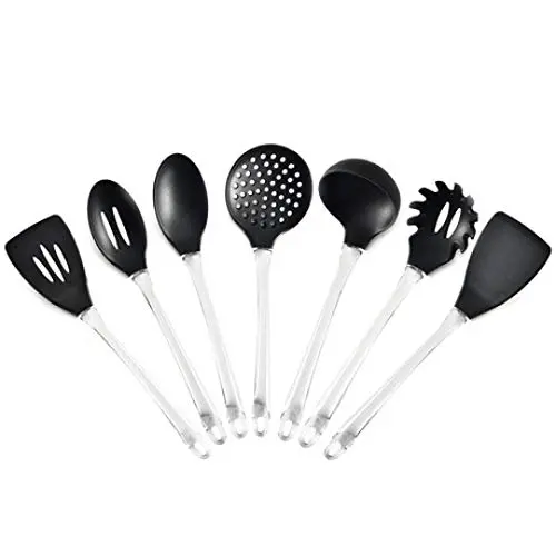 Hjyi Kitchen Cooking Silicone kitchenware non-stick pot silicone Kitchenware set eco-friendly cooking shovel tool kitchen utensils (7-piece set)