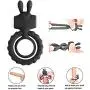 Vibr?ting Pê?ís Ring Soft Pê?ís Ring Battery Powered Toys with Rabbit Ears Dual Rings - Black 10