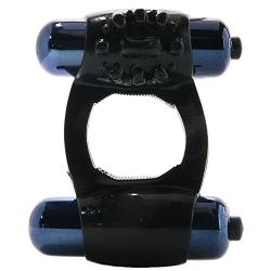 Black Stretch Dual Motor Double Bullet Enhancer Ring Couple Toys